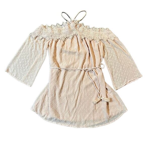 Blu Pepper Off The Shoulder Pale Pink Halter Dress Size Medium - Picture 1 of 10